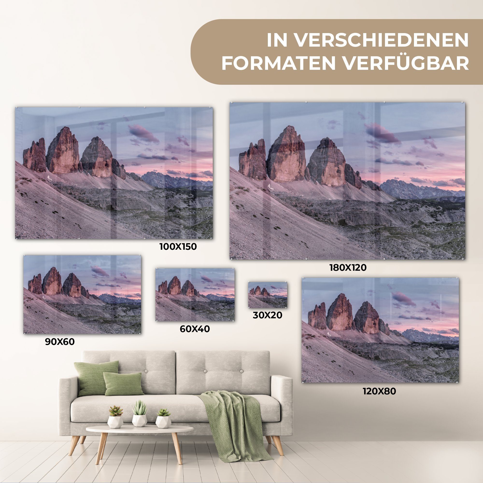 - (1 MuchoWow Wohnzimmer & Alpen Acrylglasbild Schlafzimmer - Tirol St), Gebirge, Acrylglasbilder