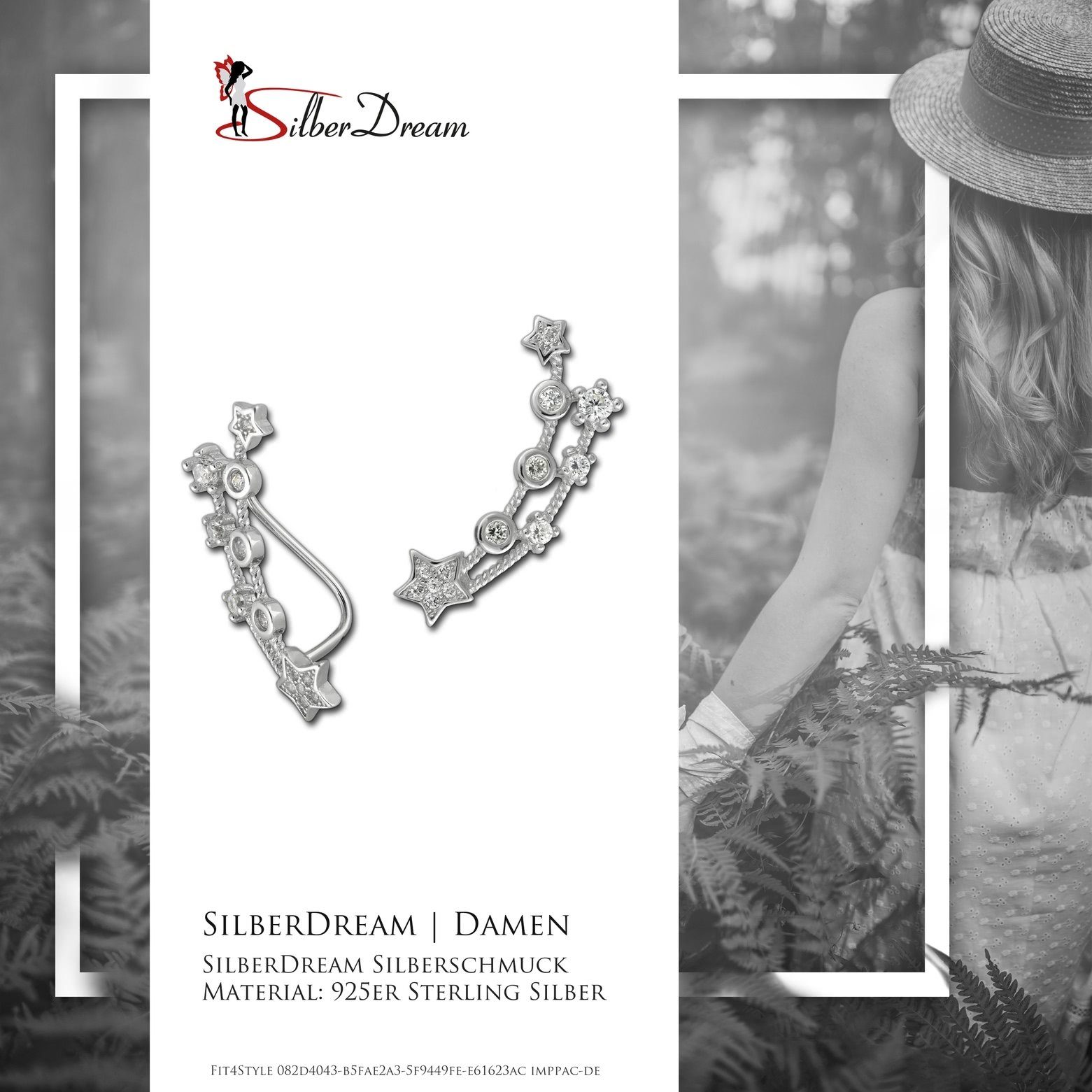 SilberDream Paar Ohrklemmen SilberDream weiß Ear Cuff Sternenschweif (Ohrklemme), Damen Ohrklemme Ear Cuff Sternenschweif 925 Sterling Silber, weiß