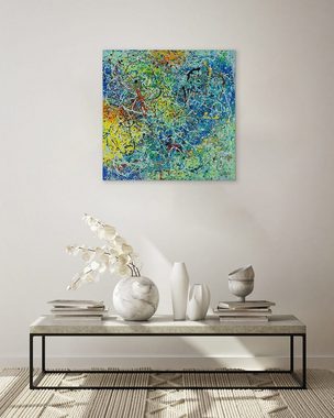KUNSTLOFT Gemälde Zauber der Farben 80x80 cm, Leinwandbild 100% HANDGEMALT Wandbild Wohnzimmer