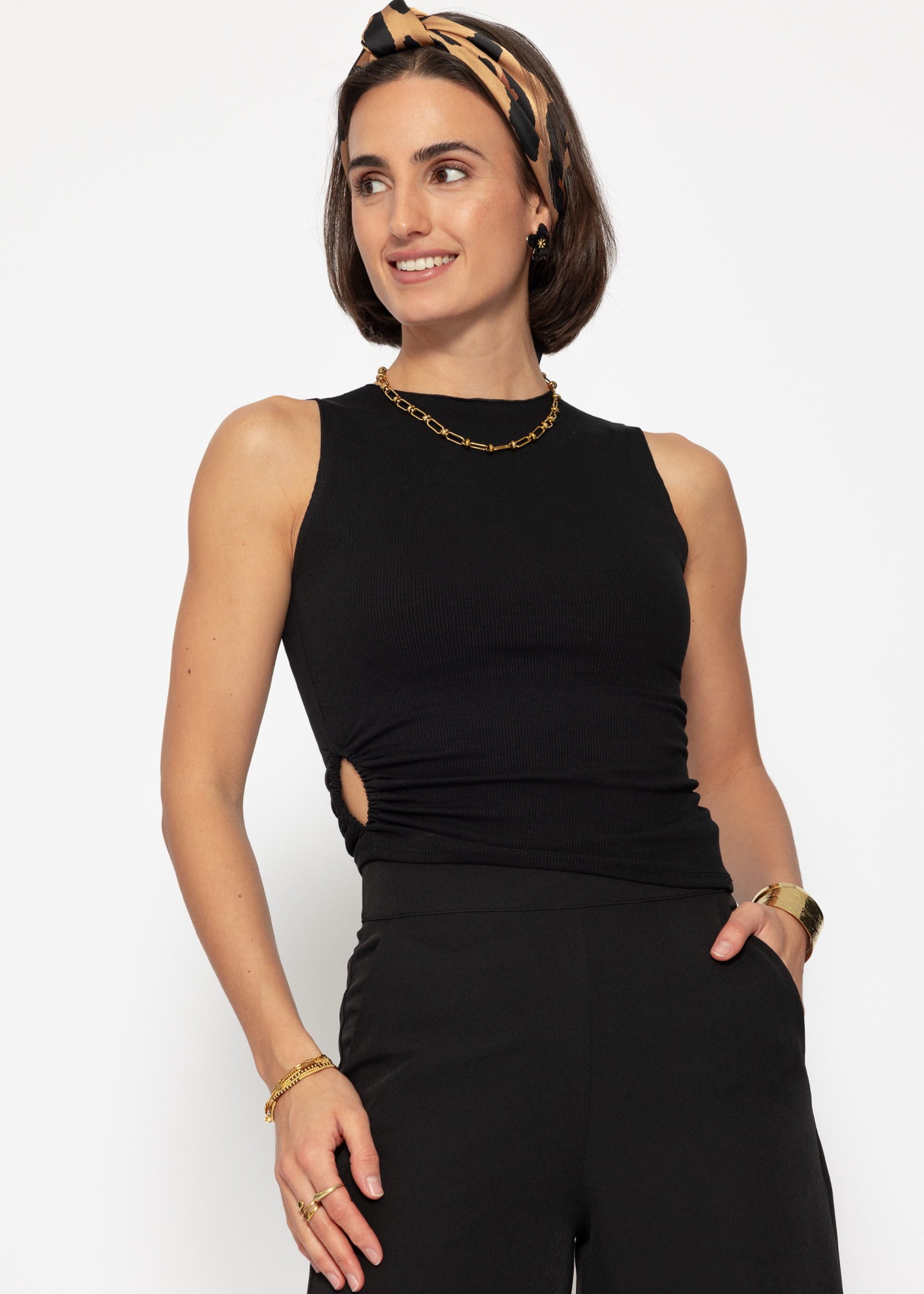 SASSYCLASSY T-Shirt Figurbetontes Strick-Top Damen mit Raffung Top in Ripps günstig online kaufen