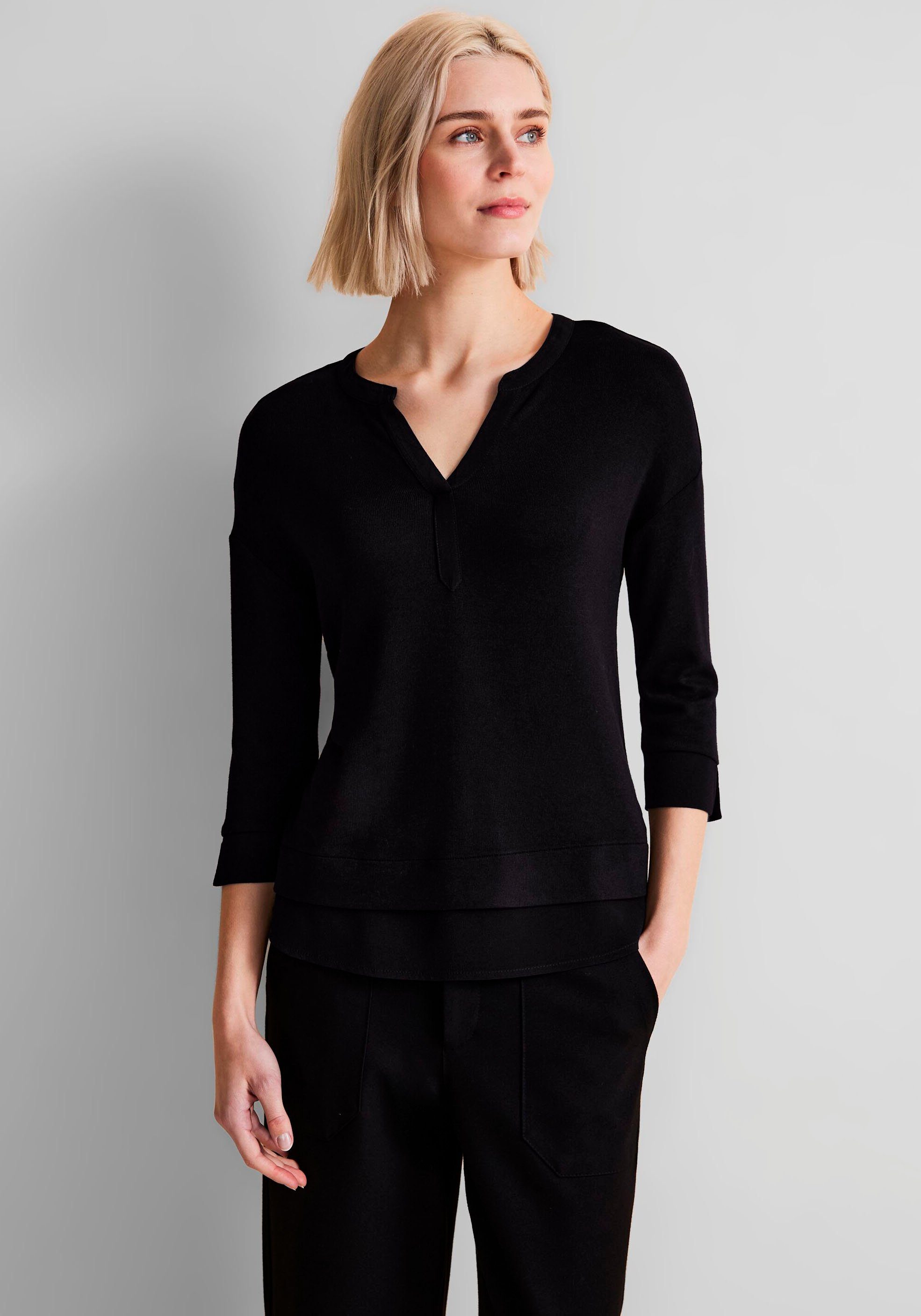 V-Ausschnitt, One STREET für von 3/4-Arm-Shirt ONE Street 3/4-Arm-Shirt Damen mit