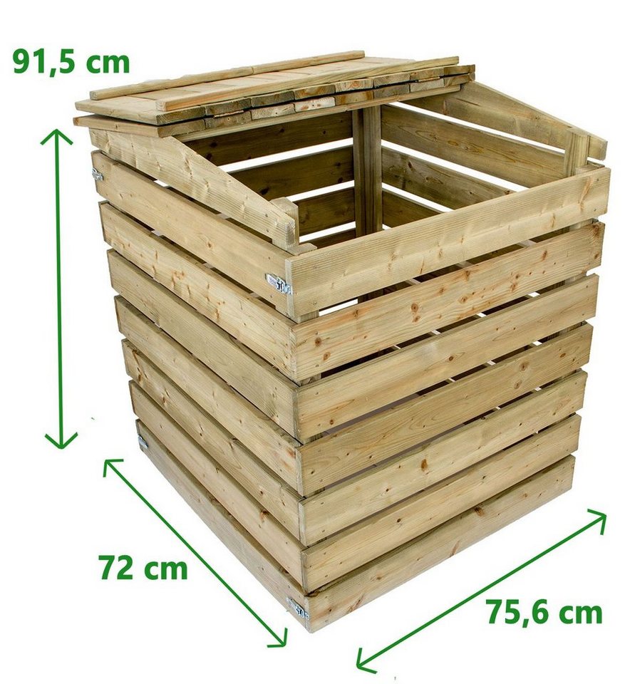 NATIV Garten Komposter Komposter aus Holz mit Deckel, BxTxH: 72x75,6x91,5 cm,  mit aufklappbaren Deckel