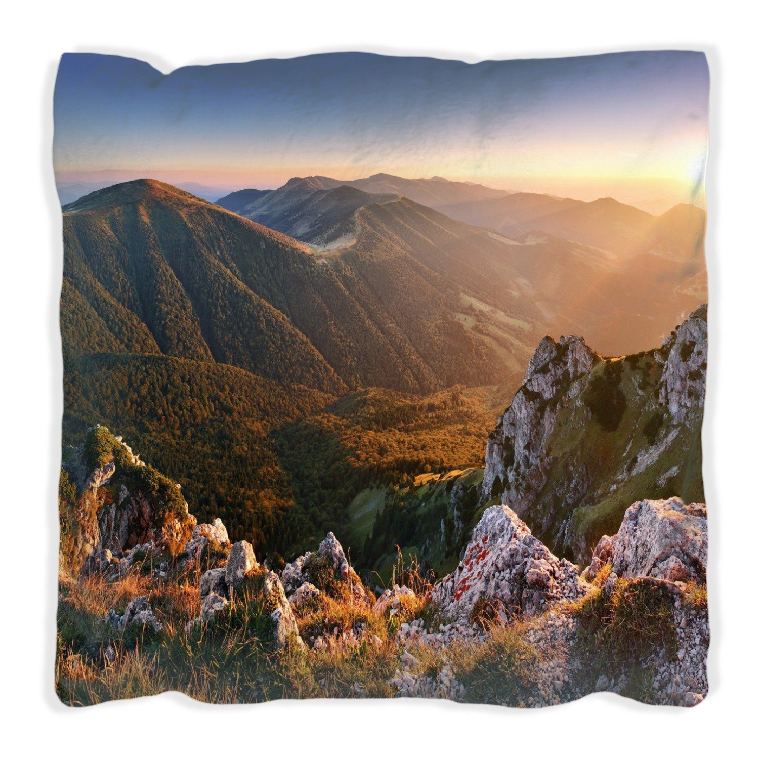 Wallario Dekokissen Berglandschaft mit Sonnenuntergang in der Slowakei, handgenäht