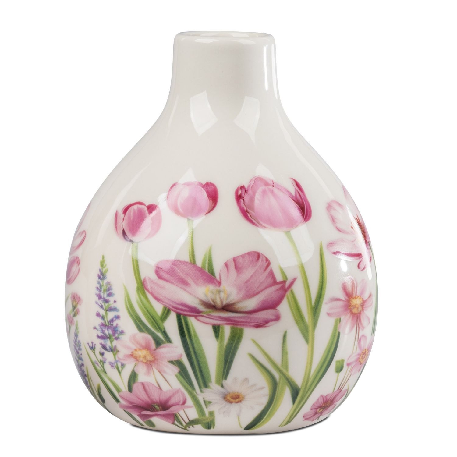 formano Dekovase Blumenzeit, Höhe: 15cm, Farbe: Weiß, Motiv: Blumen