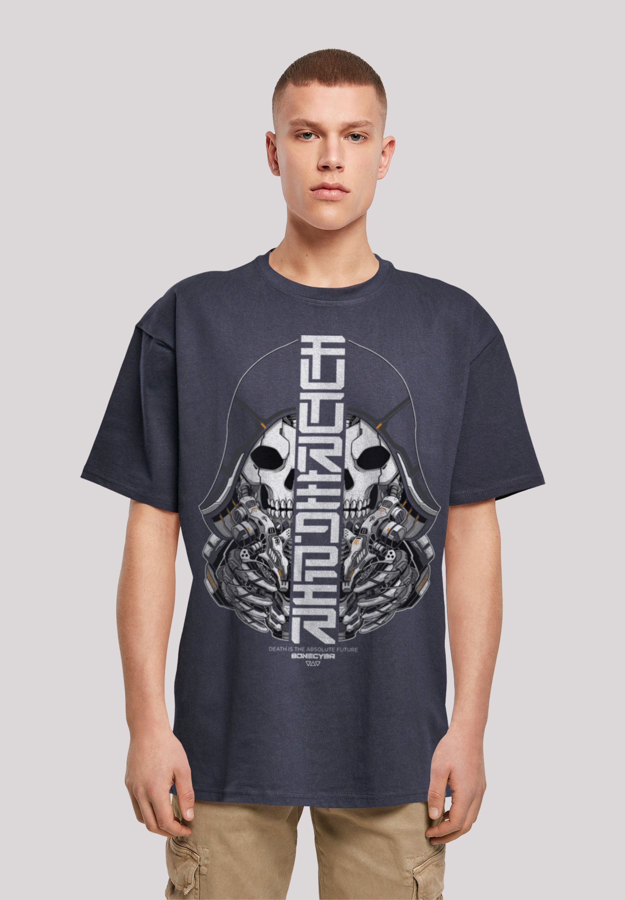 F4NT4STIC T-Shirt Cyber Bone Futureaper CYBERPUNK STYLES Print navy