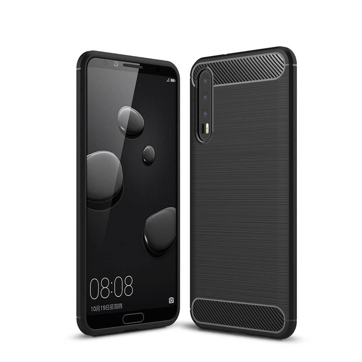 CoverKingz Handyhülle Huawei P20 Pro Handy Hülle Carbon farben Cover Soft-Case Schutzhülle, Carbon Look Brushed Design