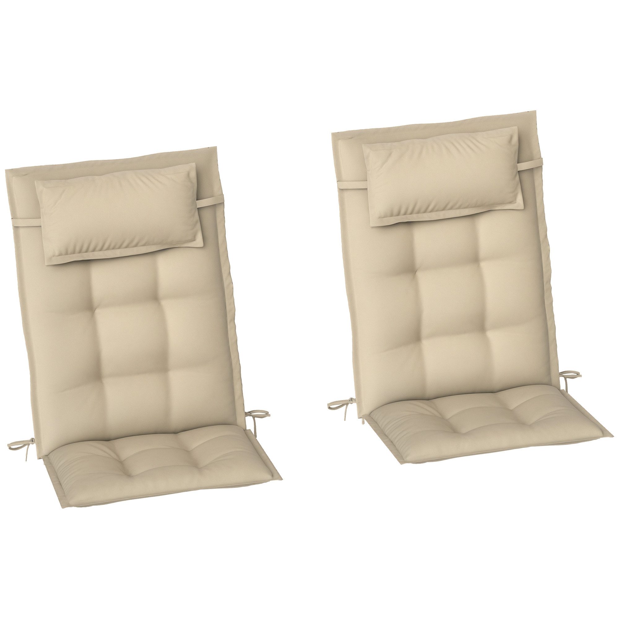 Outsunny Liegenauflage 2er Set, wasserabweisend Polsterauflage, (Auflage für Sonnenliege, 2 St., Polsterauflage), für Gartenmöbel Auflagen 50x116x5 cm, Beige