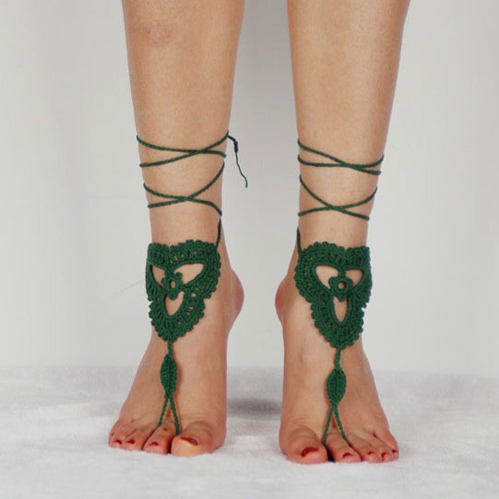Slouchy Ethnisch Knit Fußkettchen Damenschmuck grün Brautschmuck LAKKEC Fußkette Bohème