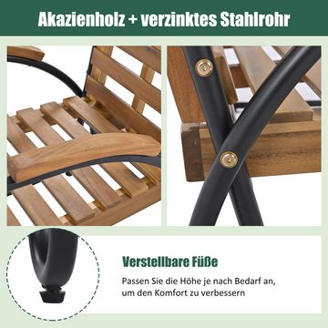 Flieks Balkonset, (4-tlg), 4-Sitzer Gartenmöbel Sitzgruppe Akazienholz (1xBank+2xStuhl+1xTisch)