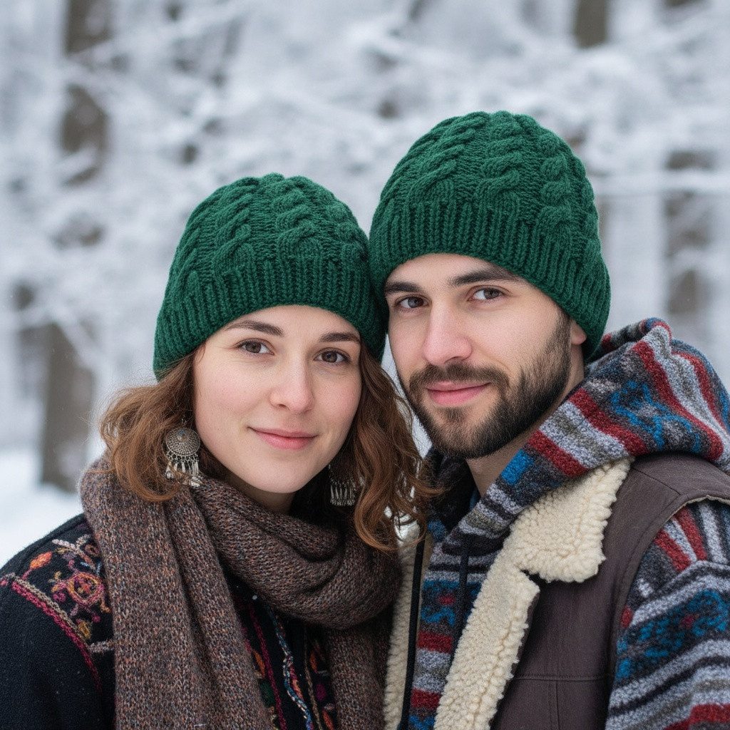 Guru-Shop Strickmütze Handgestrickte Wollmütze mit Zopfmuster,.. günstig online kaufen