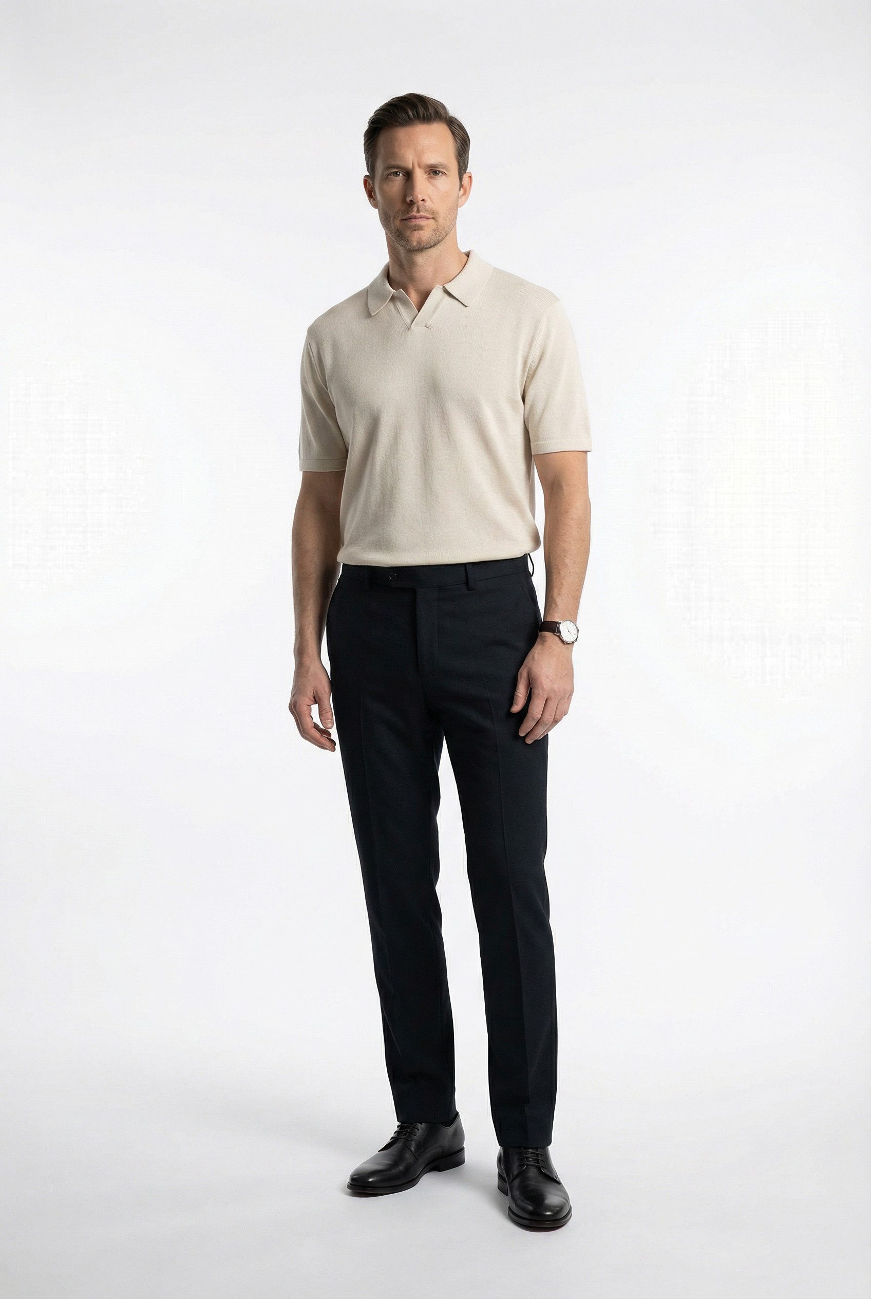 Calvin Klein Kurzarmpullover Feinstrick aus Leinenmix, Regular Fit, Polokragen