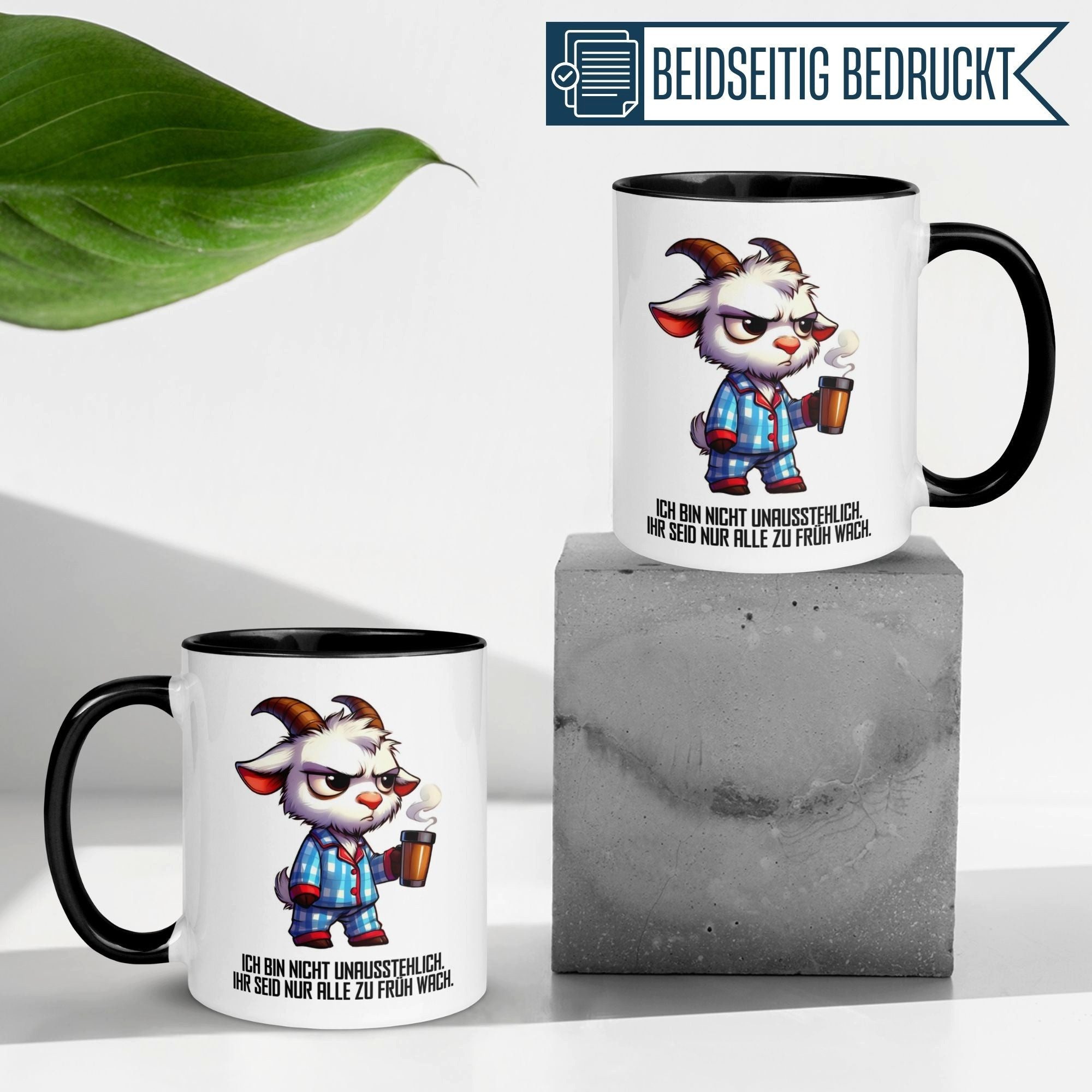 Momentals Tasse Ziege – „Ich bin nicht unausstehlich“ – lustiges Morgenmuffel Geschenk, Gratis Versand · Links-&Rechtshänder · Spülmaschinenfest