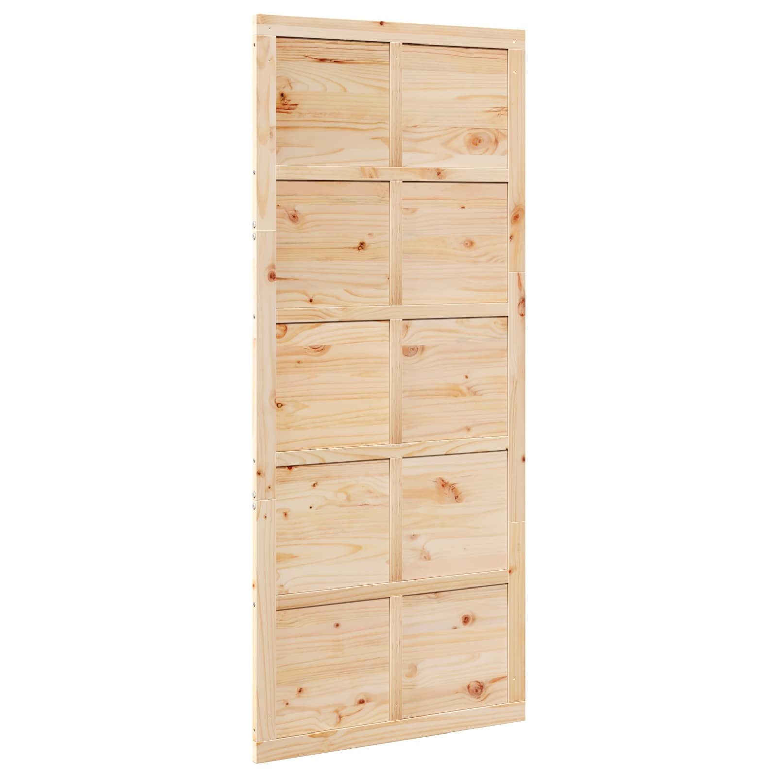 vidaXL Schiebetür Scheunentür Natur 90 x 2,5 x 208 cm Massives Kiefernholz (1-St)
