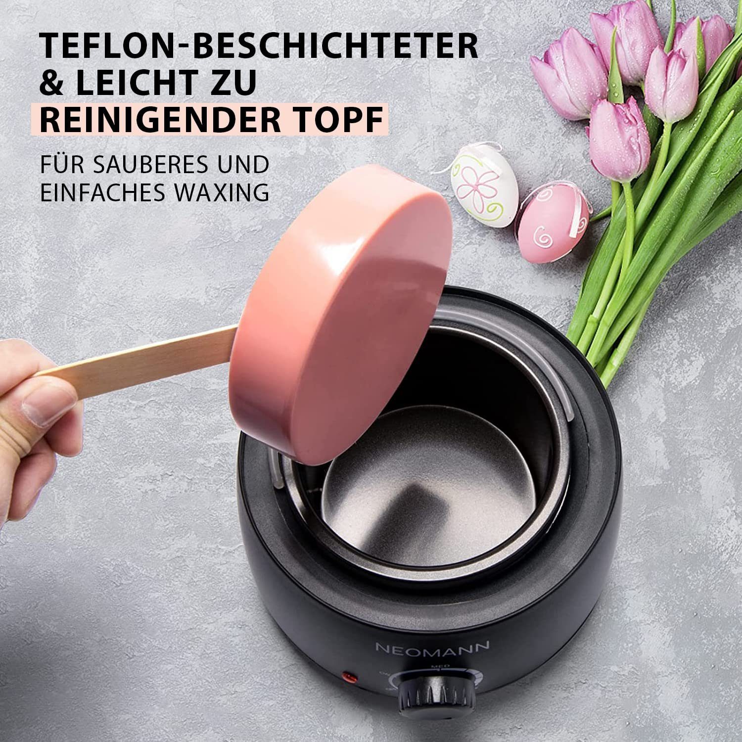 NEOMANN Warmwachs-Haarentferner Waxer II Waxing Kit für Frauen-Nicht klebend,teflonbeschichtet, Ganzkörper-Waxing