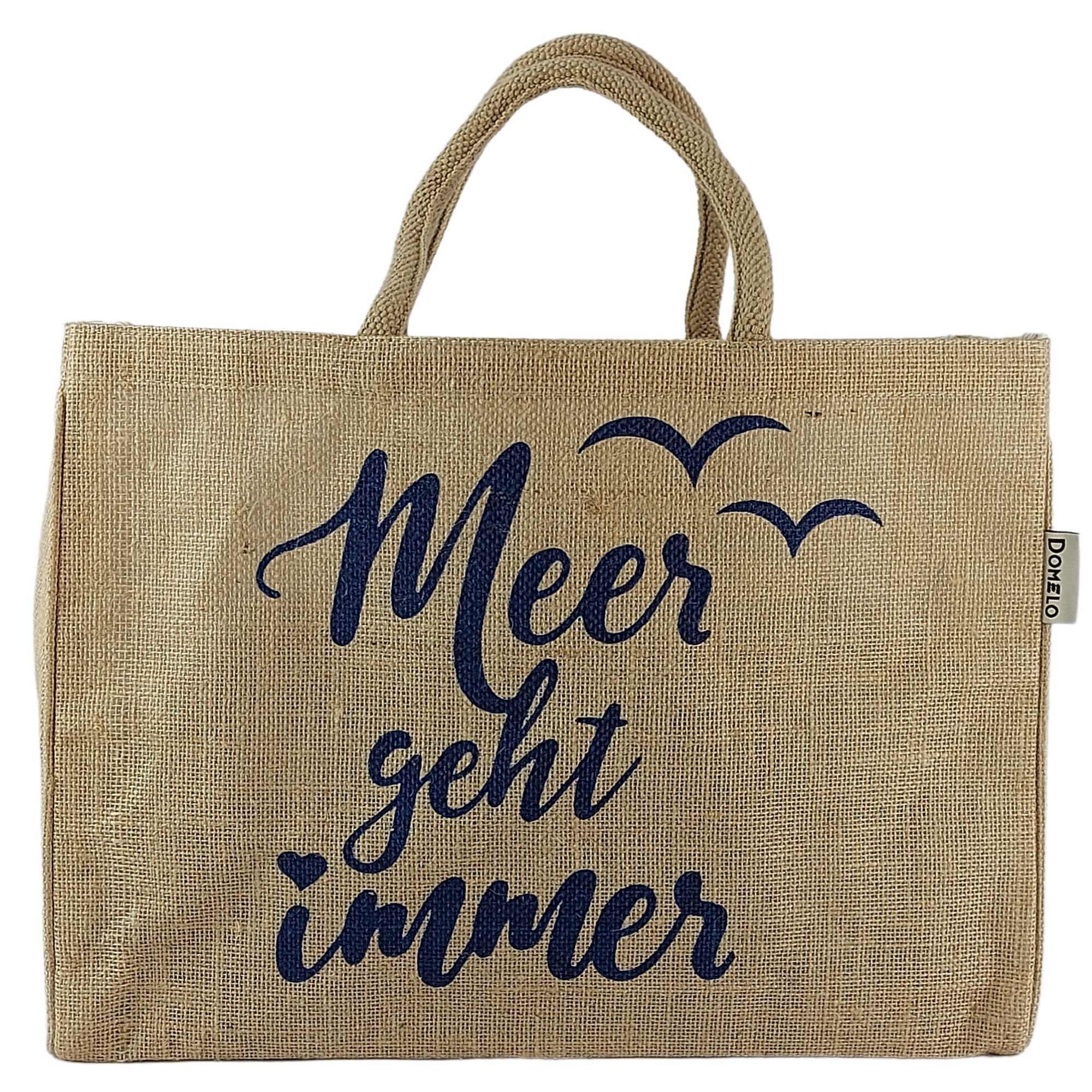 Domelo Einkaufsshopper Jute Einkaufskorb, Vegan Einkaufstasche, Korbtasche, Shopping bag, verstärkte Boden