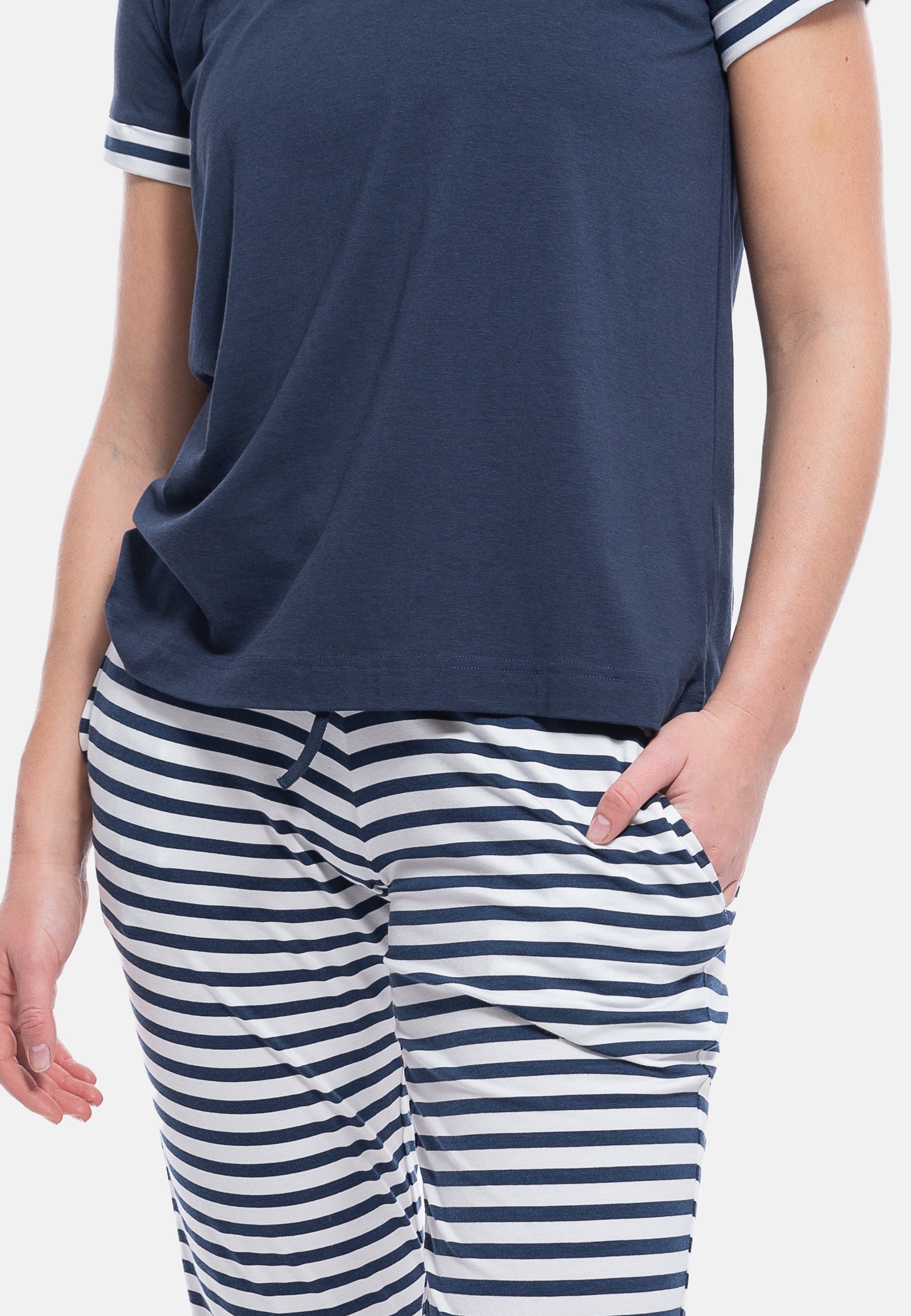 Set Atmungsaktiv tlg) im - Schlafanzug Hose Tessie und lange Pyjama Mey - (Set, 2 Kurzarm-Shirt