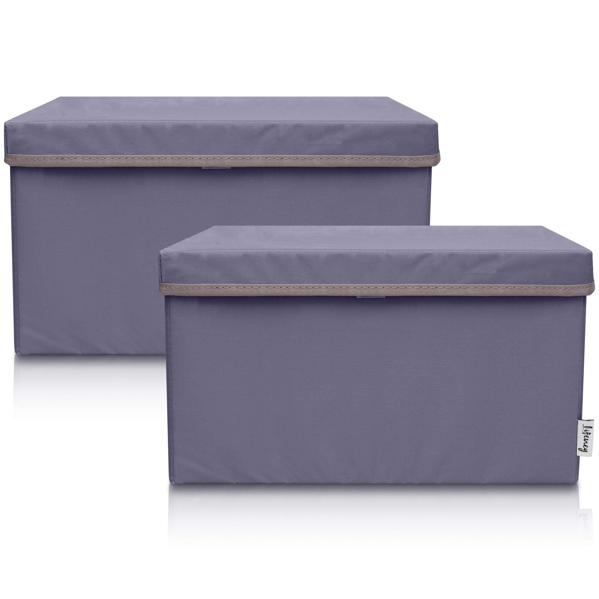 Lifeney Aufbewahrungsbox 2-Set Aufbewahrungsbox Kinder 37x25x21cm für Kinderzimmer, Anthrazit, für Wohnbereich geeignet