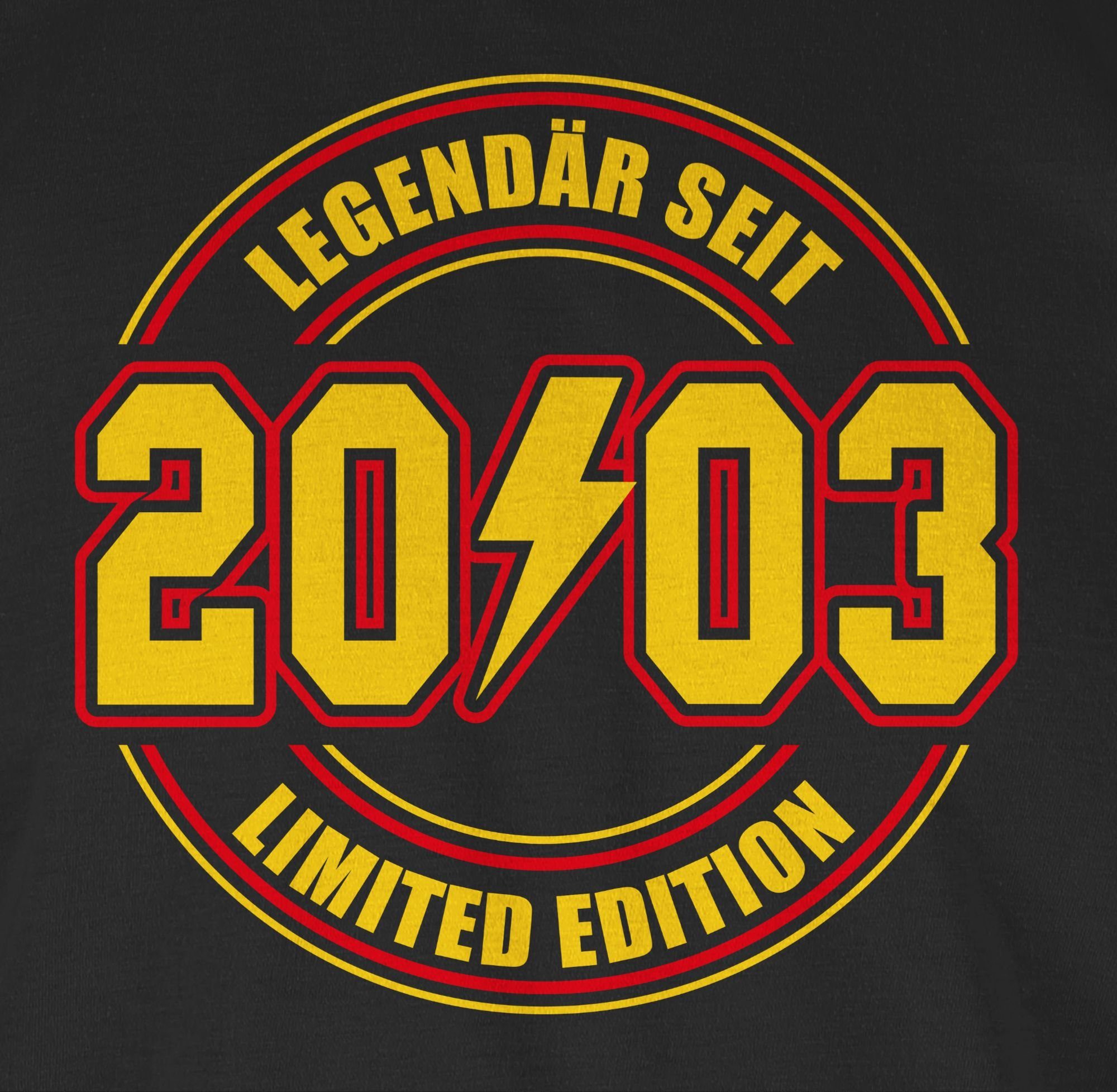 2003 20. Geburtstag Shirtracer Legendär Edition Limited 01 seit Schwarz T-Shirt