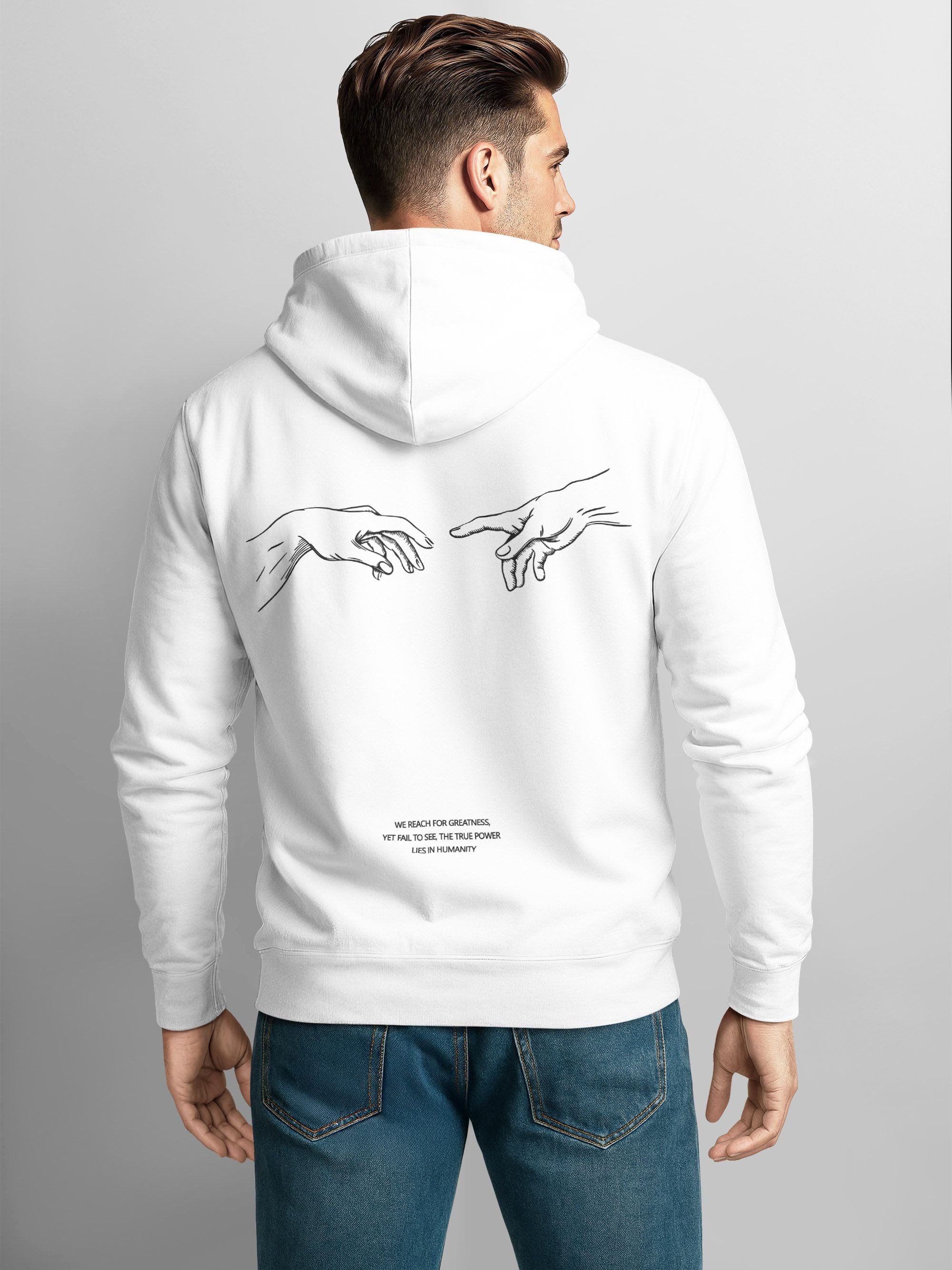 Neverless Hoodie Neverless® Hoodie Backprint Herren Michelangelo Hände Line-Art-Print