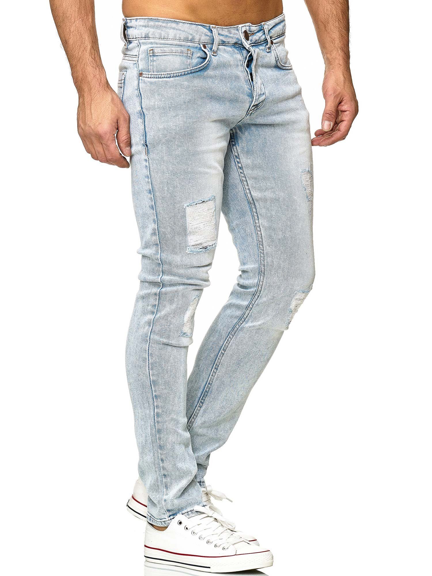 mit im Destroyed-Look & 16525 Elasthan Stretch Tazzio Slim-fit-Jeans hellblau