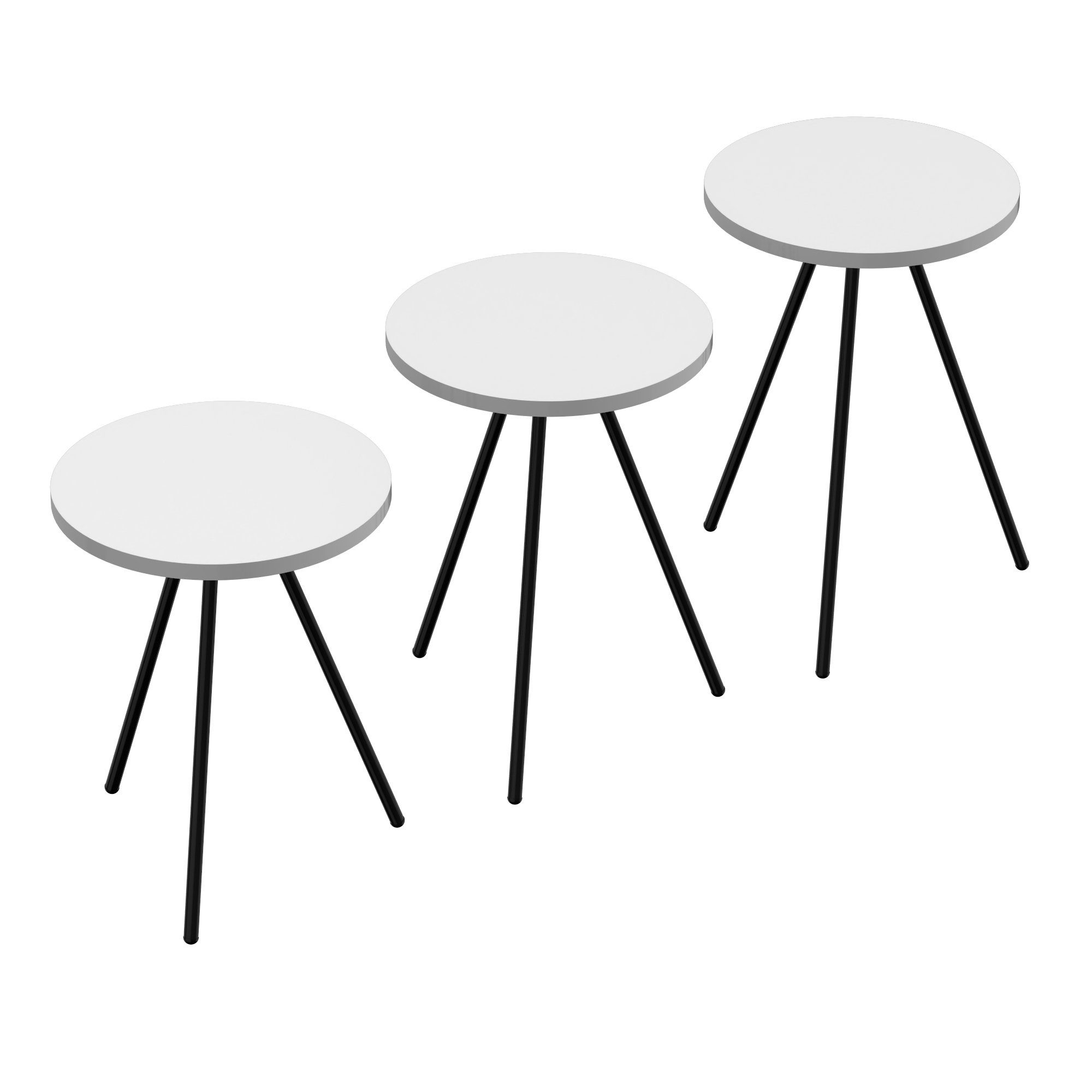 en.casa Satztisch, »Ølgod« Beistelltisch 3er Set Wohnzimmertisch rund Weiß günstig online kaufen