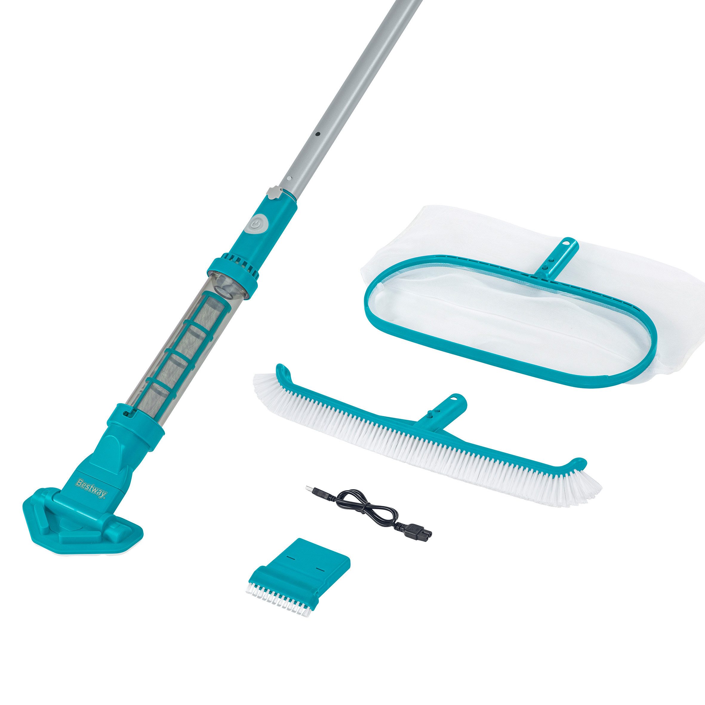 Bestway Poolbodensauger Poolpflege Set mit Akku, (Set, 7 Teilig), für Pools bis 610 cm