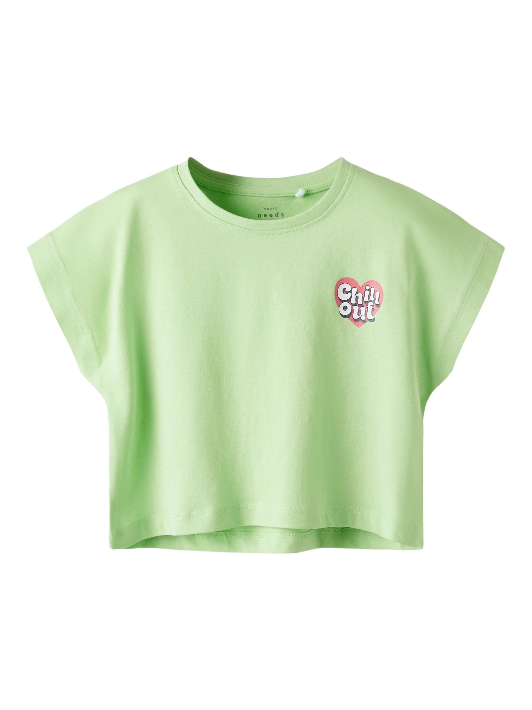 Name It T-Shirt Entspanntes Design mit Herz-Logo und Aufschrift (1-tlg) NKFVILMA CAPSL CROP TOP F1 NOOS