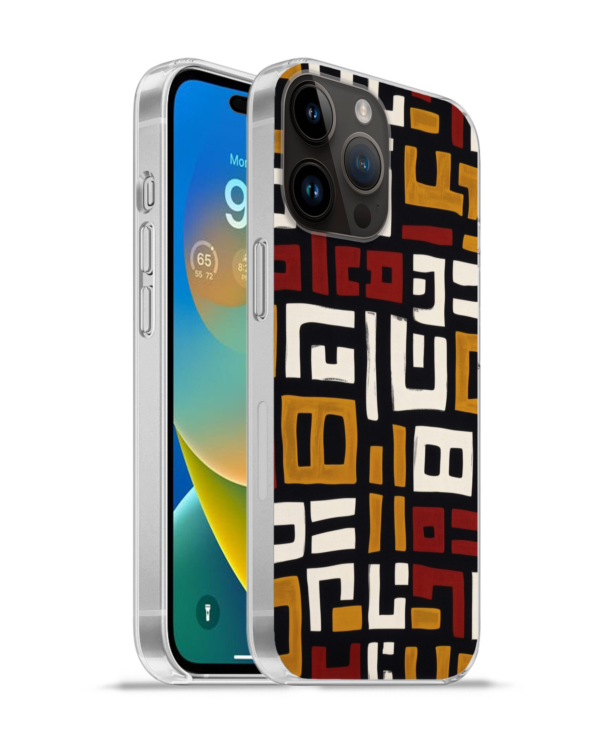 MuchoWow Handyhülle für Apple iPhone 14 Pro Abstrakt - Muster - Rot, Smartphone-Bumper, Print, Handy Schutzhülle Dünn