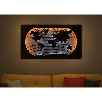 WohndesignPlus LED-Bild LED-Wandbild "Weltkarte" 110cm x 60cm mit Akku/Batterie, Natur, DIMMBAR! Viele Größen und verschiedene Dekore sind möglich.