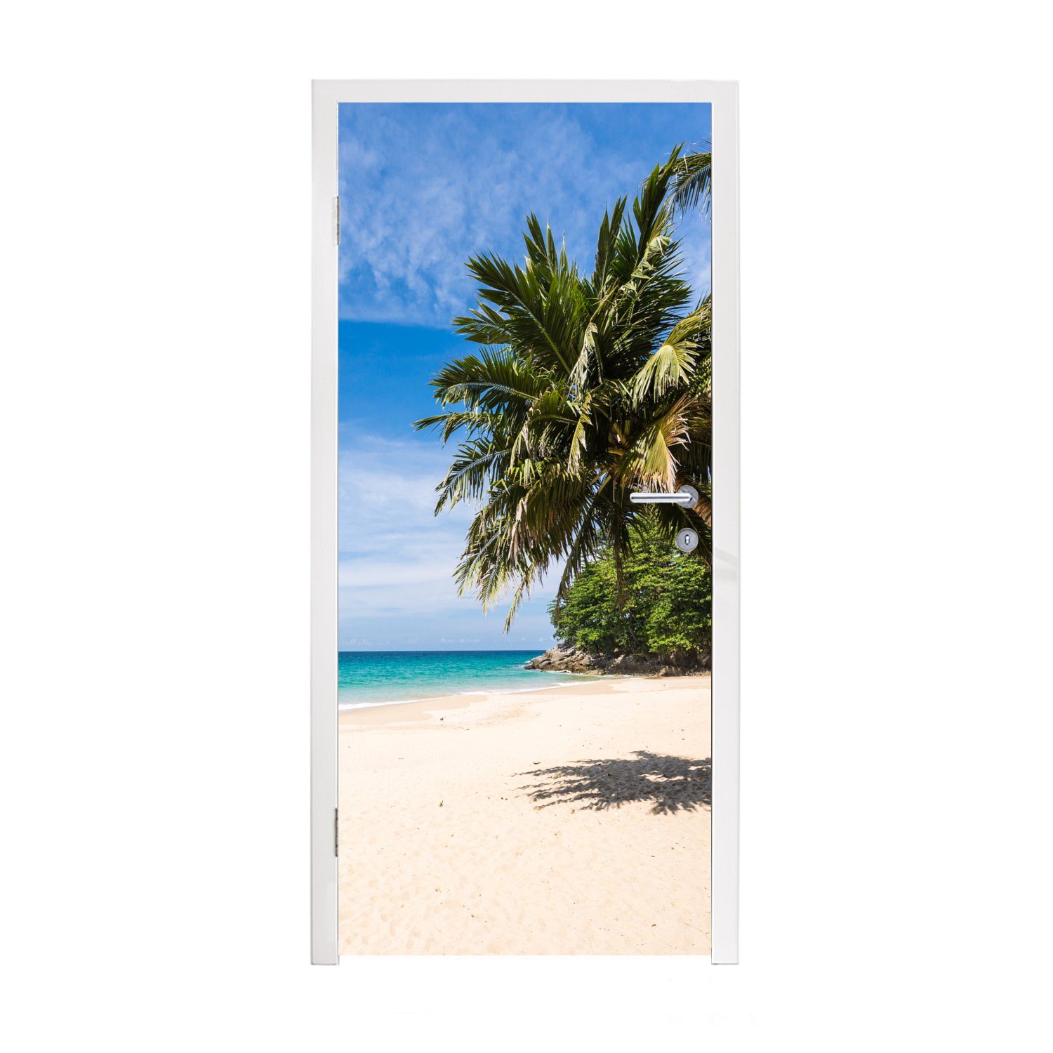 MuchoWow Türtapete Strand - Tropen - Meer, Matt, bedruckt, (1 St), Fototapete für Tür, Türaufkleber, 75x205 cm