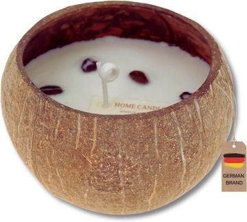 Flanacom Kugelkerze in echter Kokosnuss-Schale Sojawachs, French Vanilla 45h Brenndauer