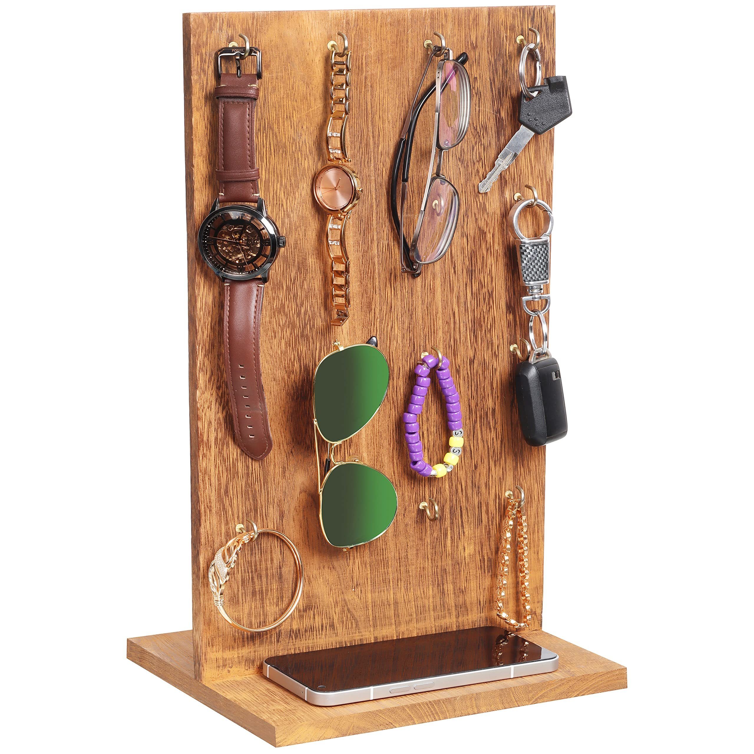 Belle Vous Schmuckständer Jewelry - - Haken - Organizer 16 Stand Wooden Schmuckständer Hooks 16 Aufbewahrung, Holz 