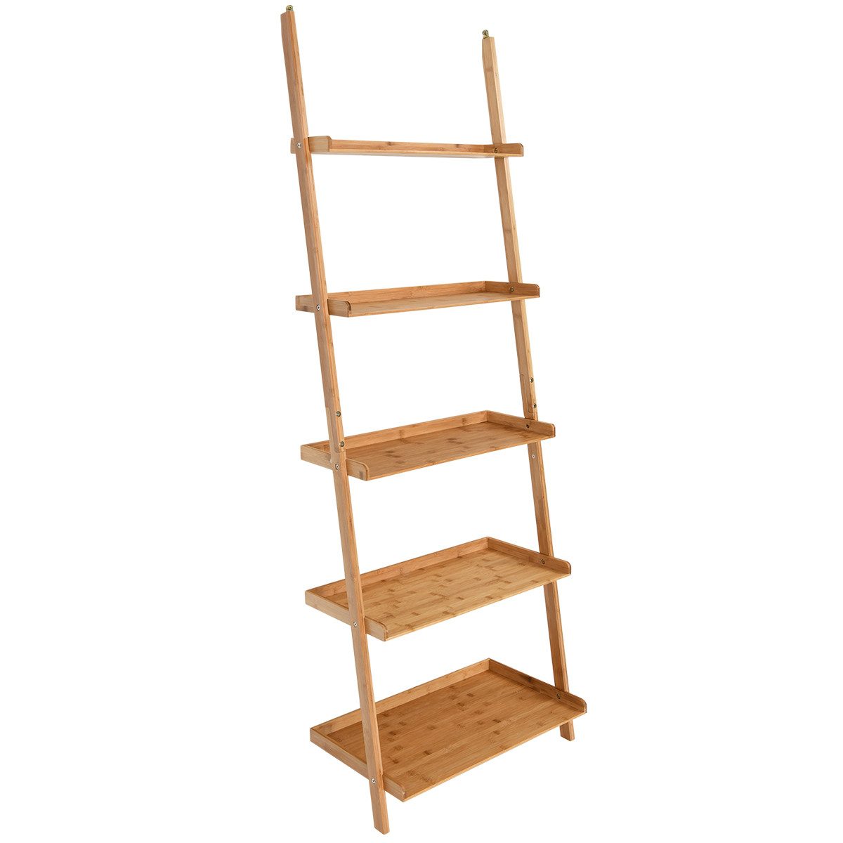 COSTWAY Leiterregal Standregal Lagerregal, Bambus, 5-stufig, günstig online kaufen