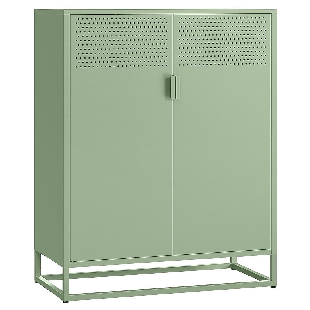 skølm Kommode Izar aus Metall (Mintgrün), Highboard mit Doppeltür & höhenverstellbare Einlegeböden