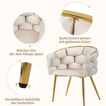 REDOM Polsterstuhl mit Armlehnen und Rückenlehne (1 St), Stühle mit Metallbeinen, beige Stühle, Bubble Stühle