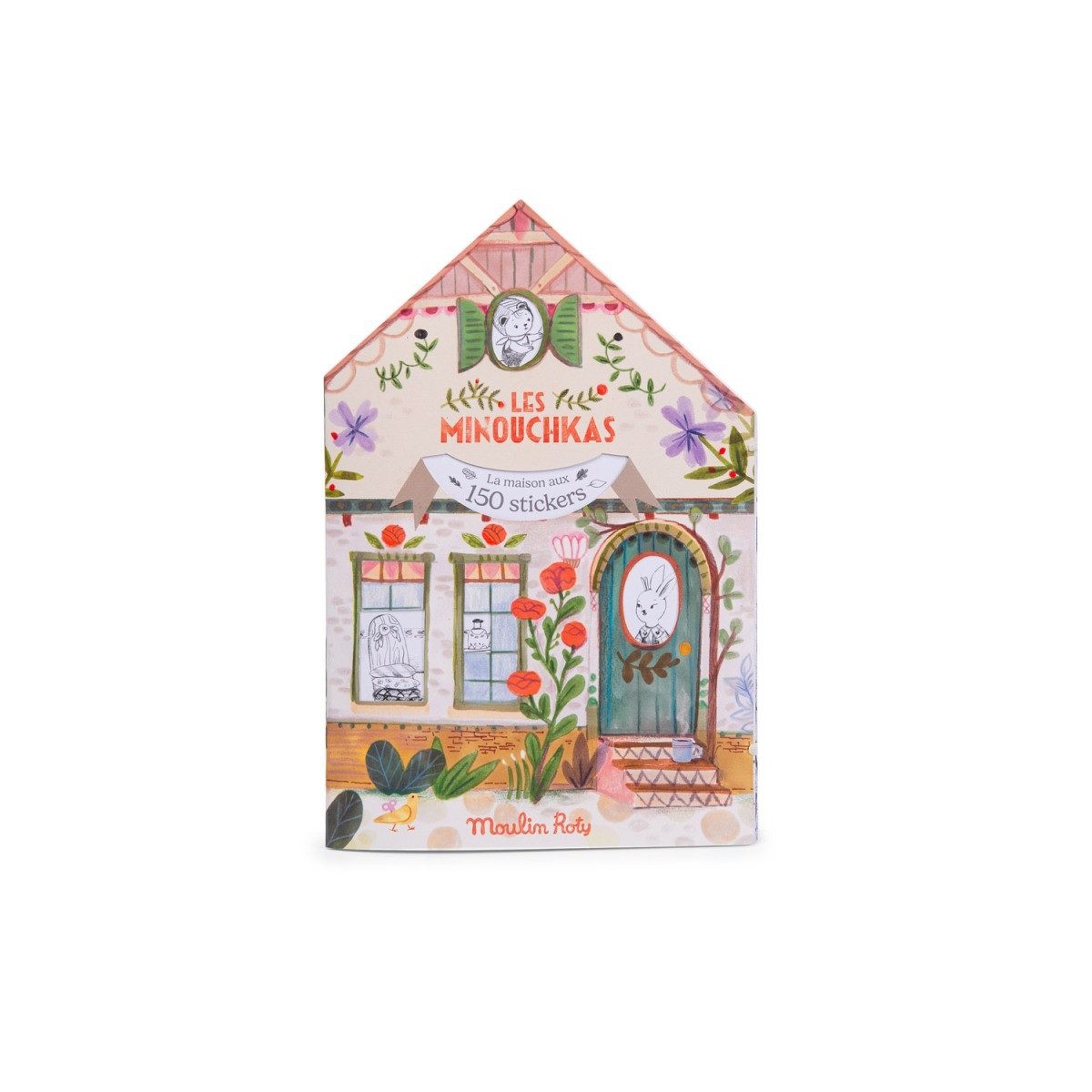 Moulin Roty Malvorlage Minouchkas Malbuch mit 150 Stickern Mal- und Stickerbuch für kreative (Set, 150-St), Mal- und Stickerbuch