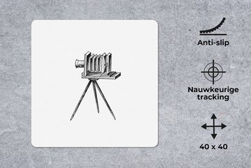 MuchoWow Gaming Mauspad Jahrgang - Kamera - Film (1-St), Mousepad mit Rutschfester Unterseite, Gaming, 40x40 cm, XXL, Großes