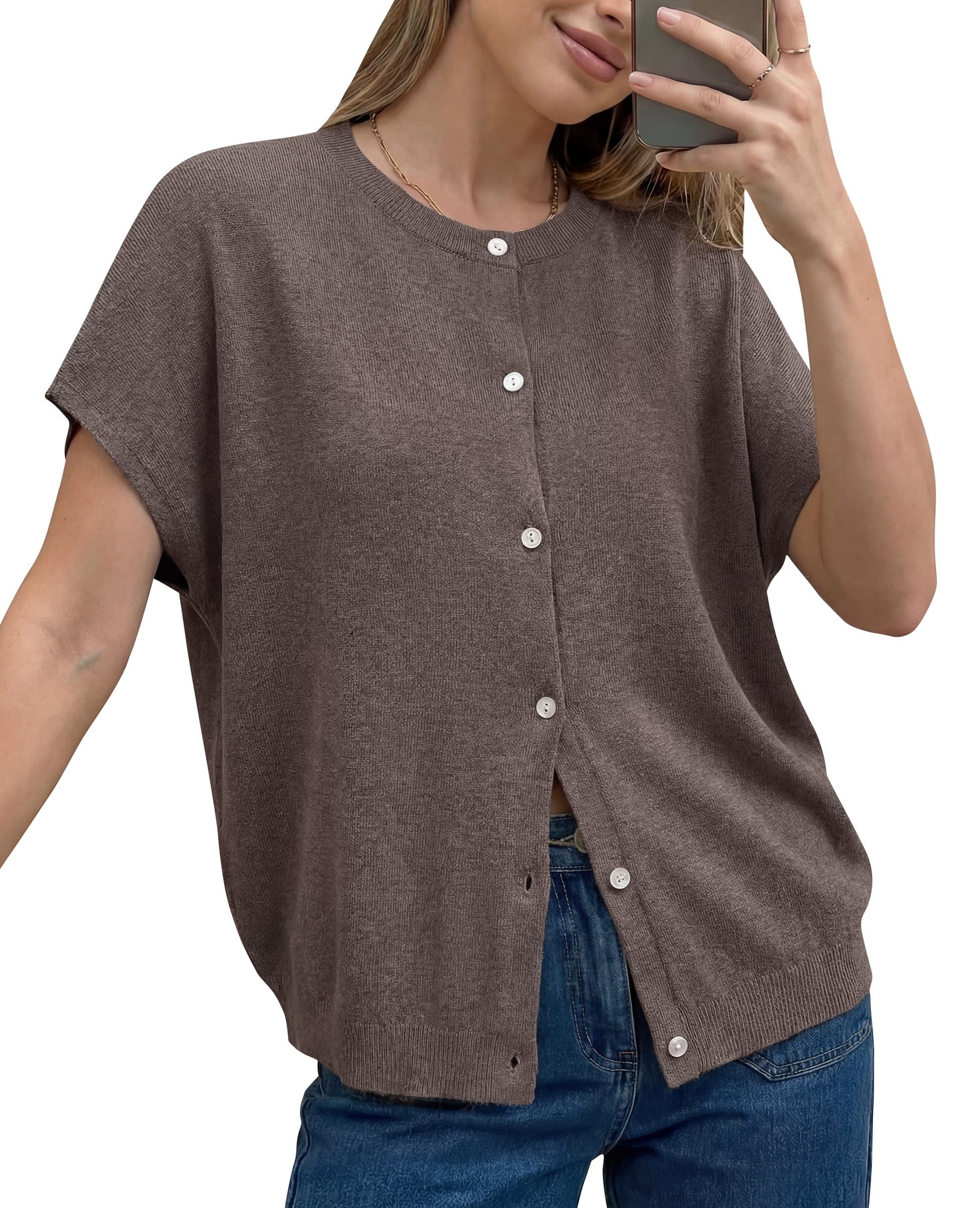 Arach&Cloz Kurzarmpullover Damen, Oversized, Basic Shirt (1-tlg) Weiches leichtes Basic für den Alltag