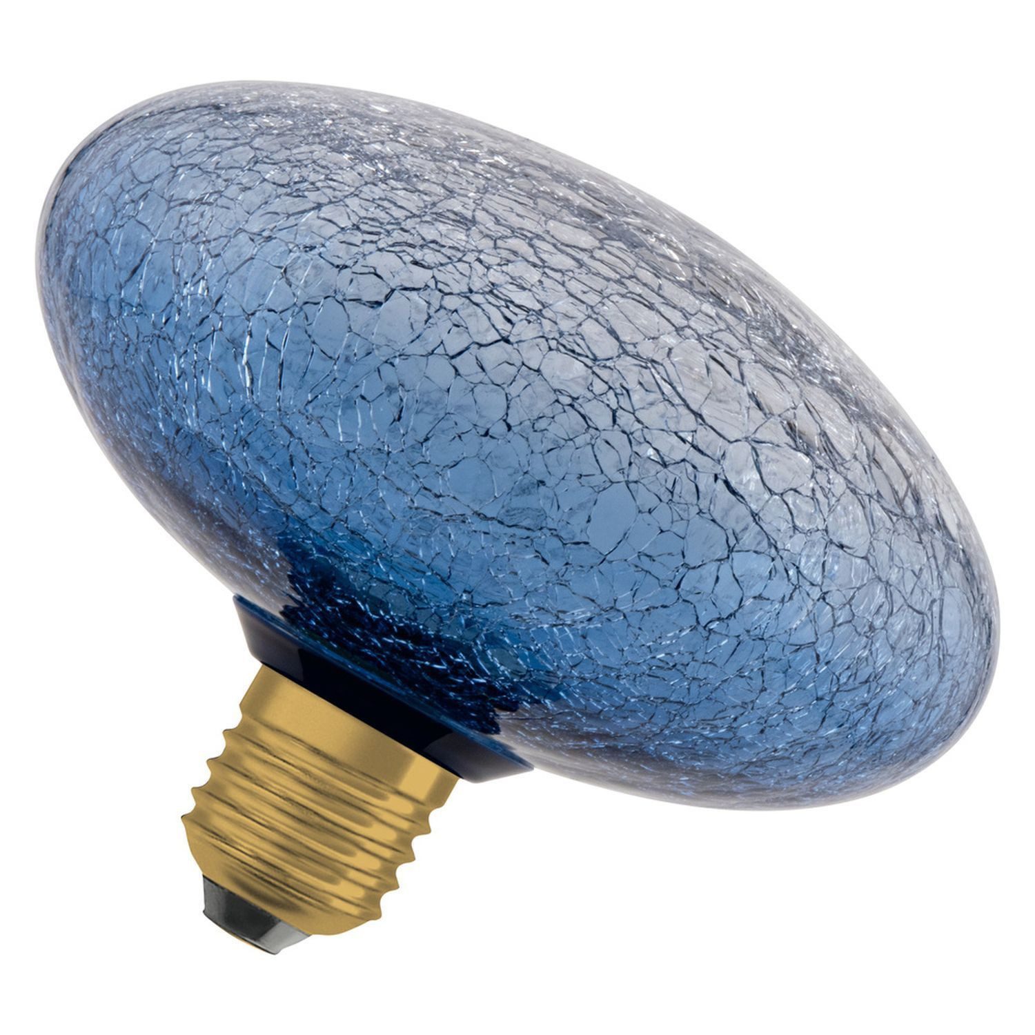 Licht-Erlebnisse LED-Leuchtmittel LAMP, E27, Warmweiß, E27 Crackled Glas Blau Ø 15 cm 2700 K 300 lm warmweiß Deko Lampe