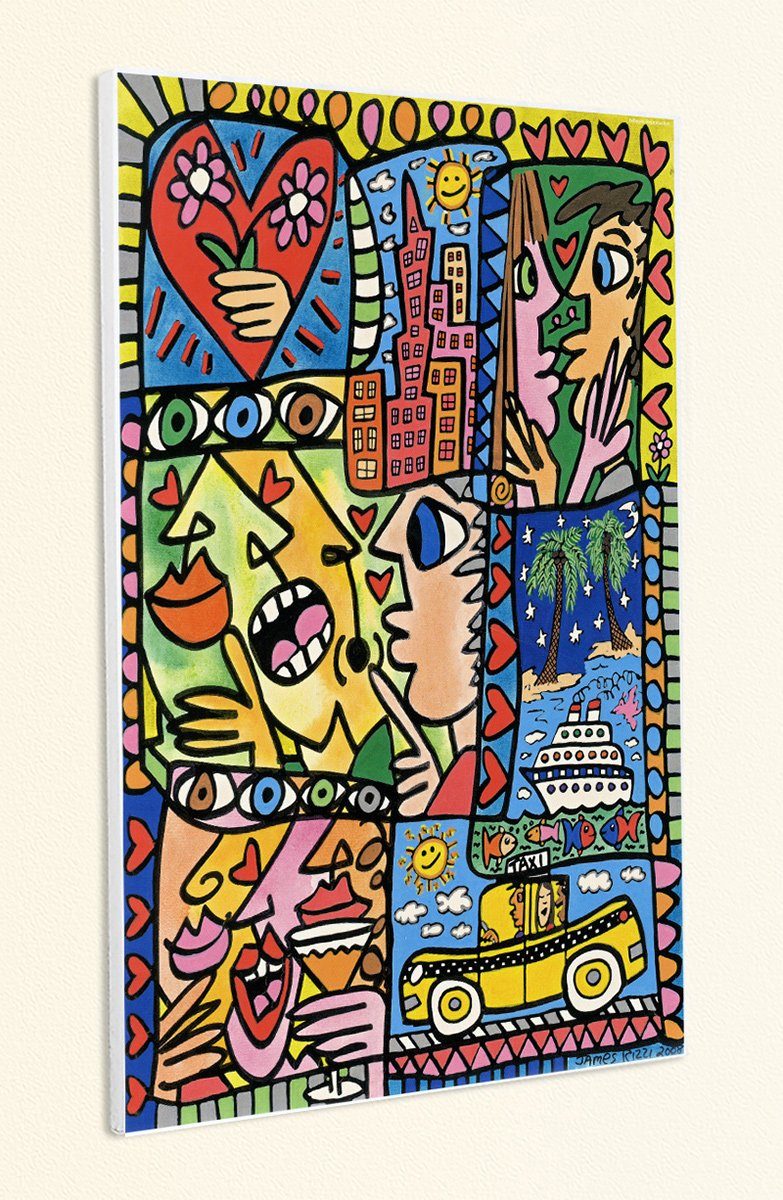 BillerAntik Kunstdruck Let's go on a holiday Herz Schiff Palmen Kuss Poster Rizzi Platte 54, (1 St)