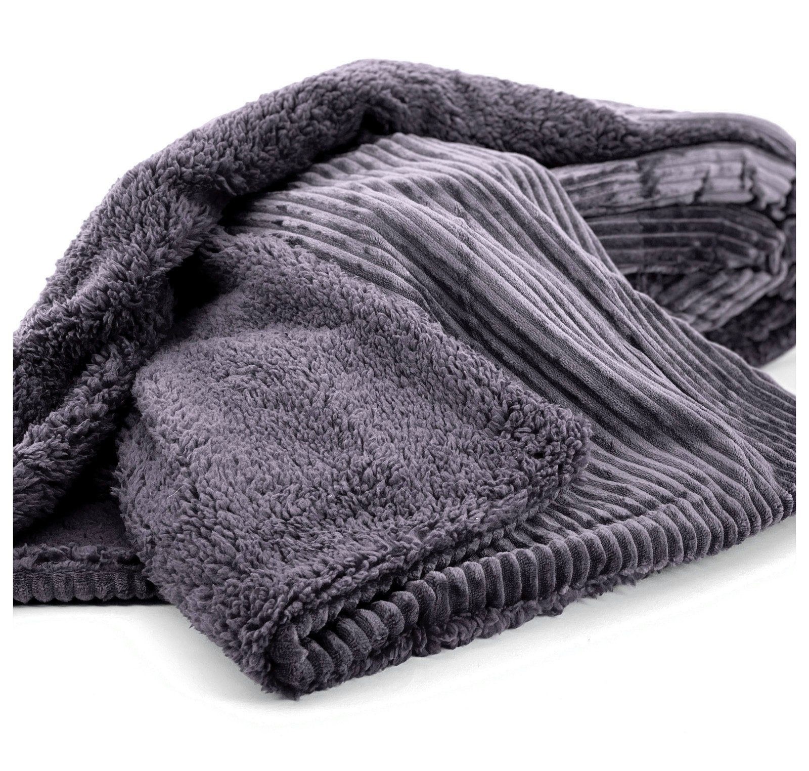 Wohndecke Flauschige Cord Kuscheldecke Sherpa Fell Sofadecke, heimtexland, günstig online kaufen