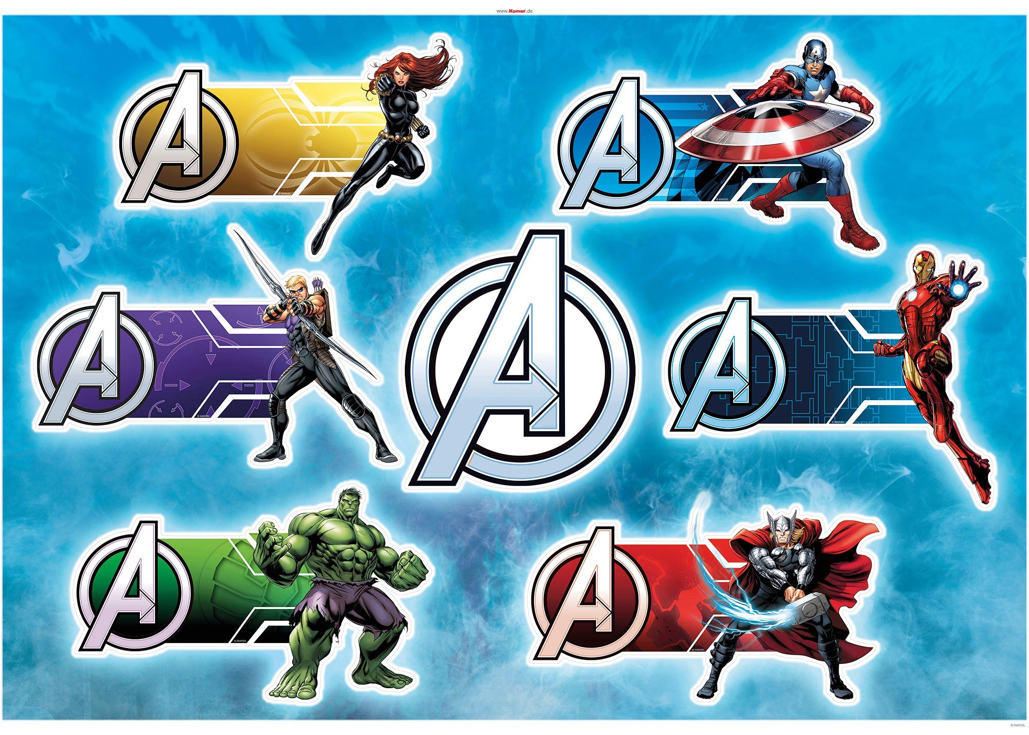 Komar Wandtattoo Avengers Plates (7 cm St), Wandtattoo Höhe), x selbstklebendes 100x70 (Breite