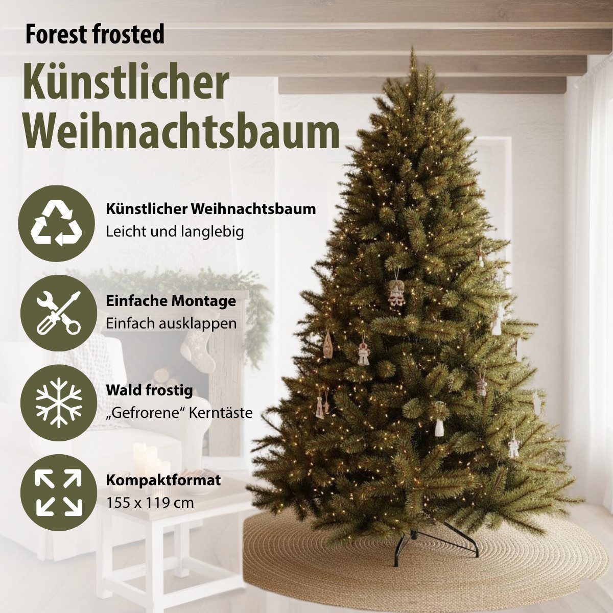 Triumph Tree Künstlicher Weihnachtsbaum Triumph Tree Forest frosted pine Weihnachtsbaum gruen TIPS 618 - h155x
