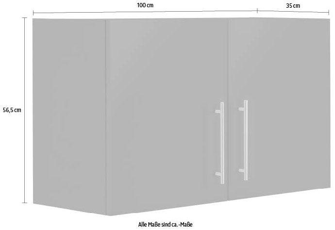 wiho Küchen Korpus: Betonfarben | Front 100 breit und cm Hängeschrank Cali Betonfarben