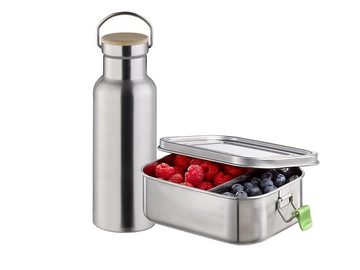 APS Lunchbox, Edelstahl, (2-tlg), SET Thermosflasche & Brotdose aus Edelstahl, Brotzeitbox, Vesperdose