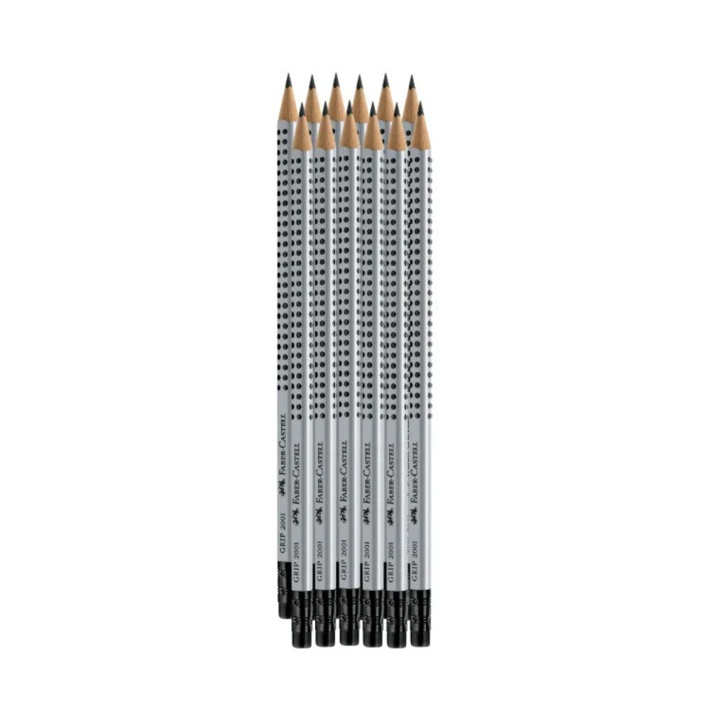 Faber-Castell Bleistift Bleistifte HB schwarz Grip Pack, (Packung, 12-tlg., Bleistifte HB), Vollflächig lackierter Schaft