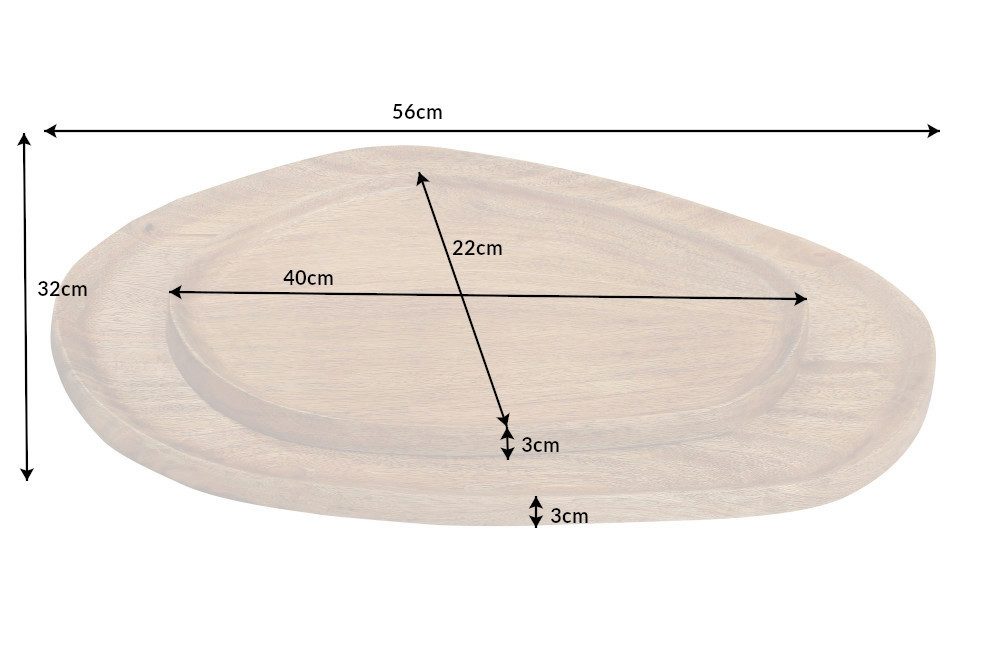 riess-ambiente Dekotablett AMAZONAS 56cm braun - Mango-Massivholz, Unikate, Handarbeit, natural (Set, 2 St), Rundes Ablage-Set - ideal für Wohn- und Esszimmer im Urban Jungle Stil