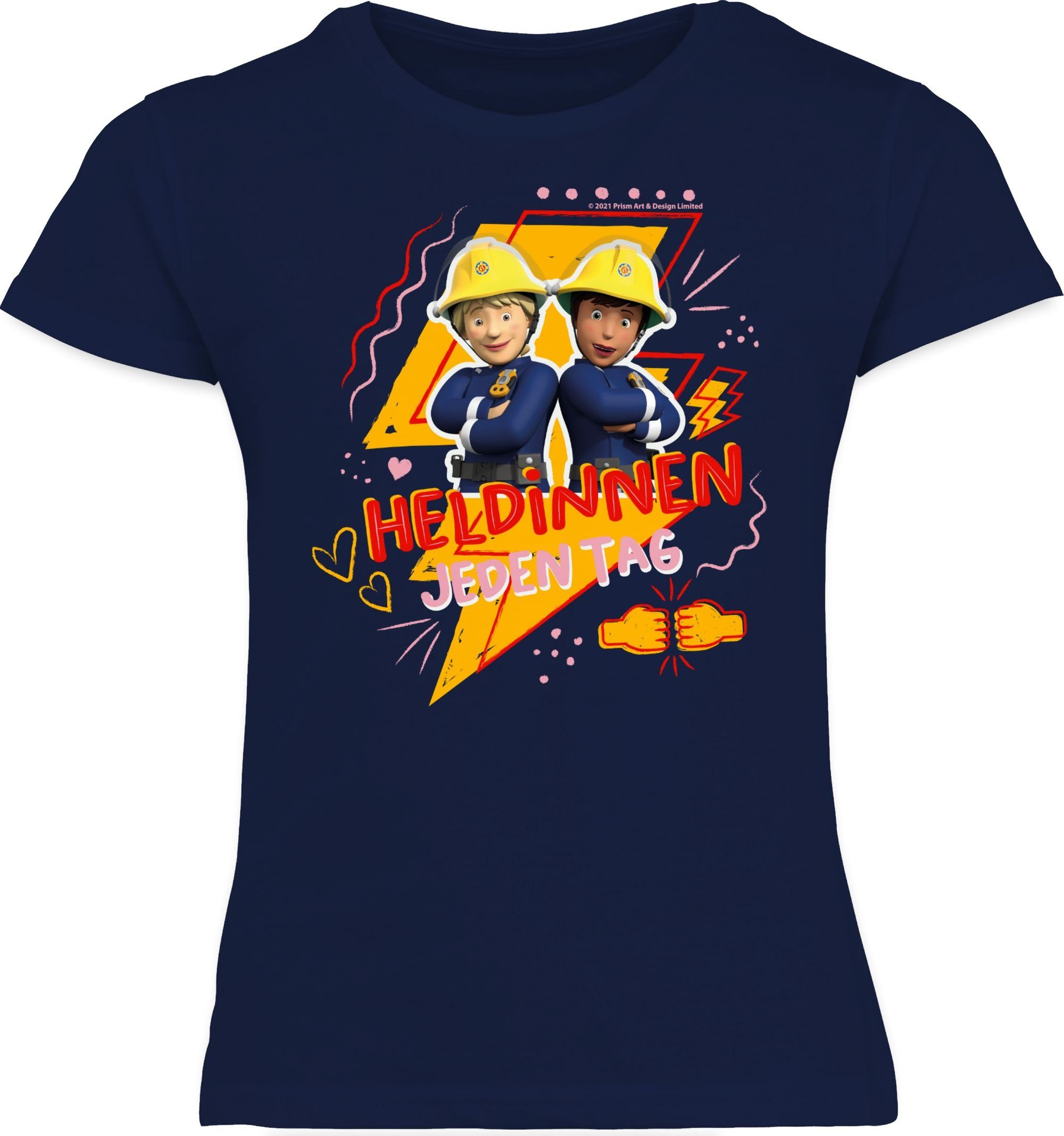 T-Shirt - Penny 2 Mädchen Sam Ellie Feuerwehrmann Dunkelblau Tag jeden & Shirtracer Heldinnen