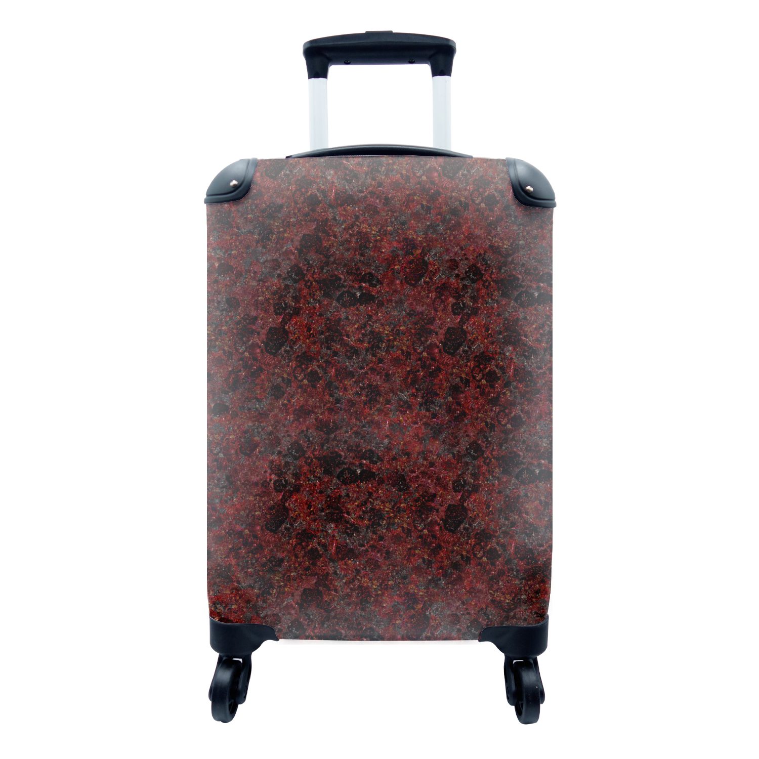 MuchoWow Handgepäckkoffer Granit - Muster - Rost - Rot, 4 Rollen, Reisetasche mit rollen, Handgepäck für Ferien, Trolley, Reisekoffer