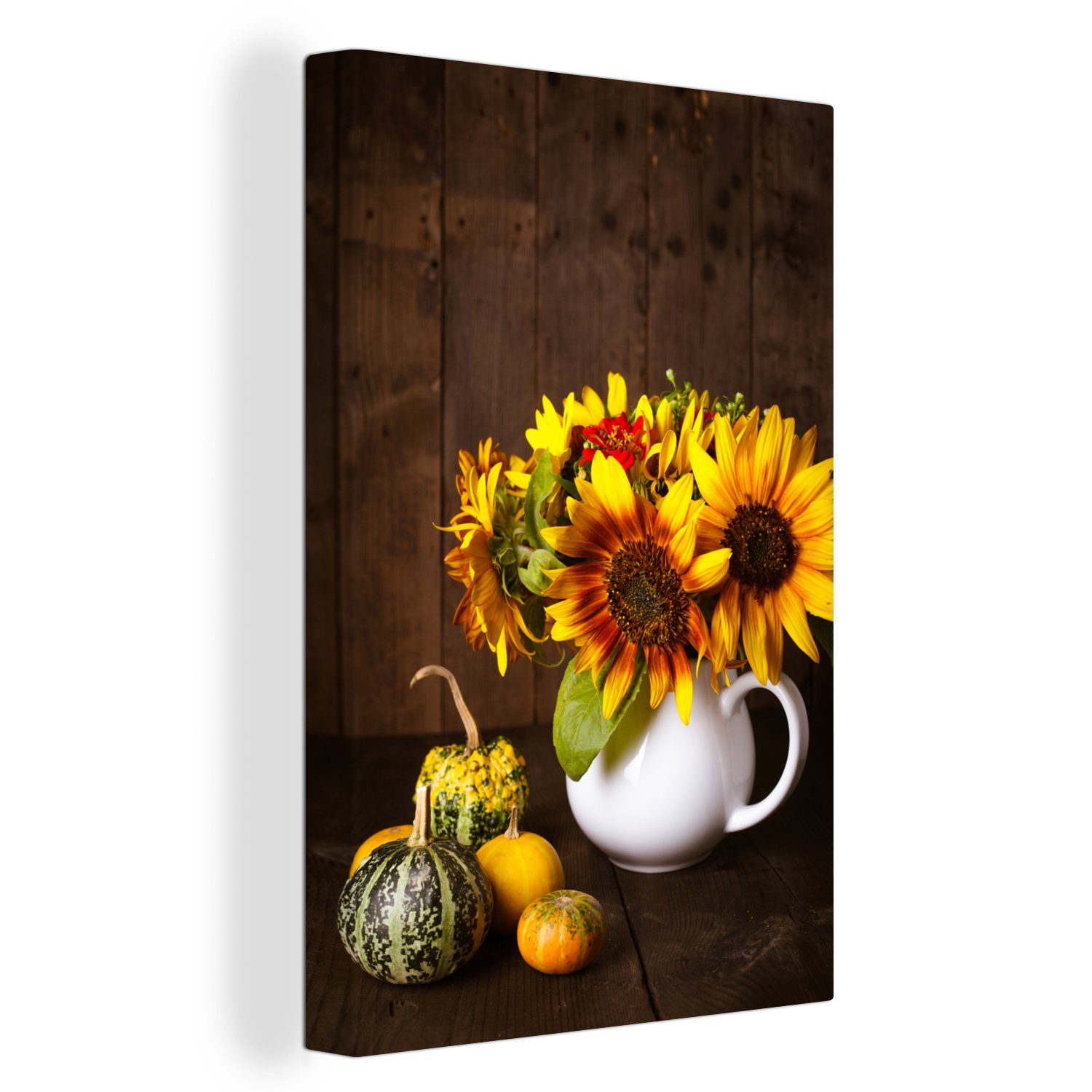 OneMillionCanvasses® Leinwandbild Kürbisse - Sonnenblumen - günstig online kaufen
